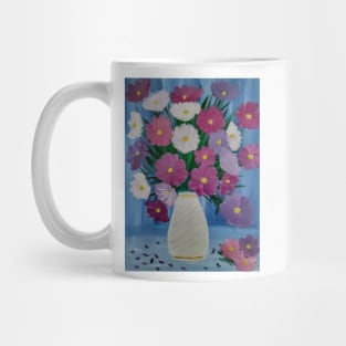 mixed flowers in a white vase Mug